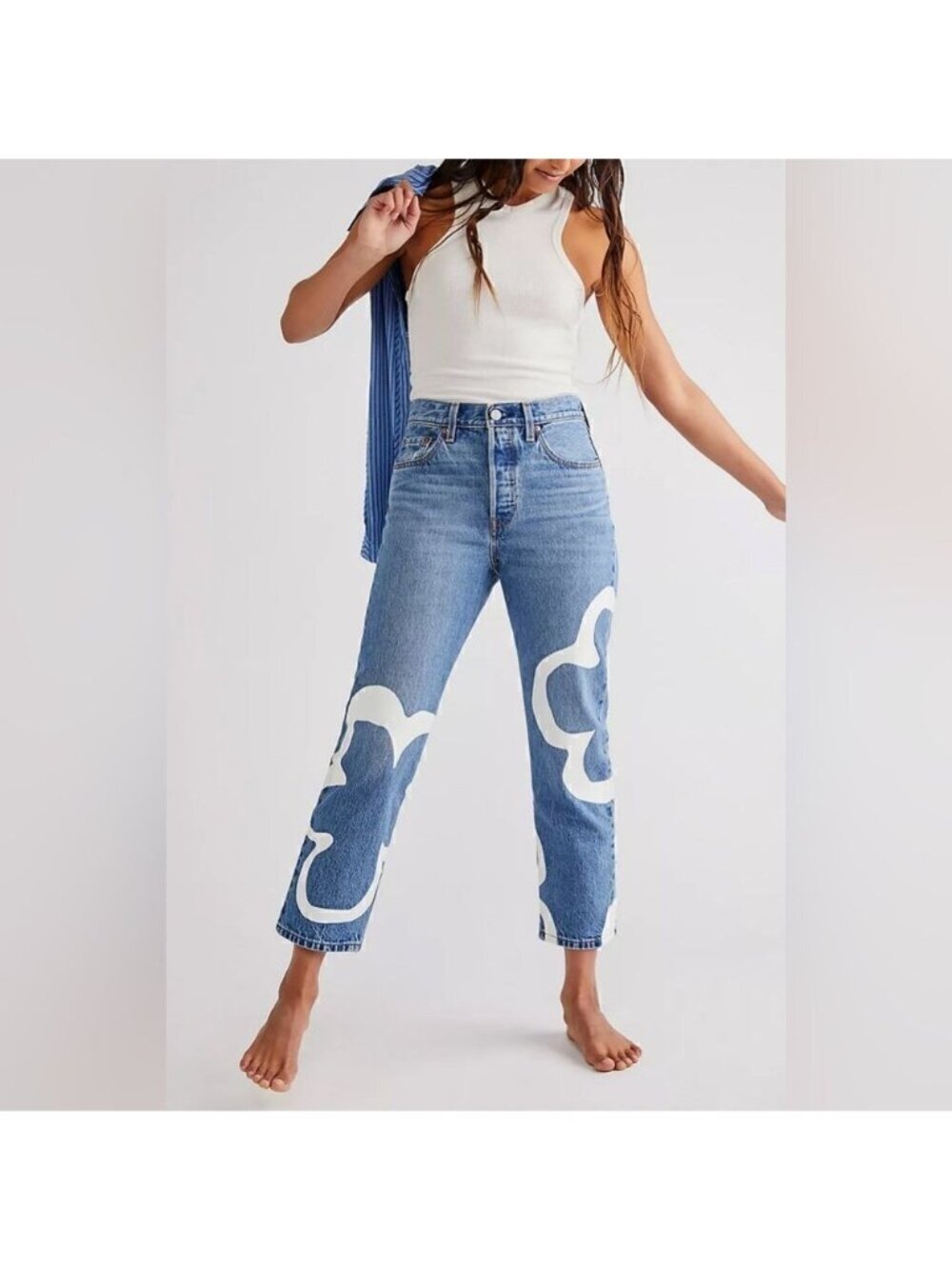 NEW Levi’s 501 Paint by Numbers Premium Jeans Crop Button Fly Womens 24 x 26 - Picture 8 of 10